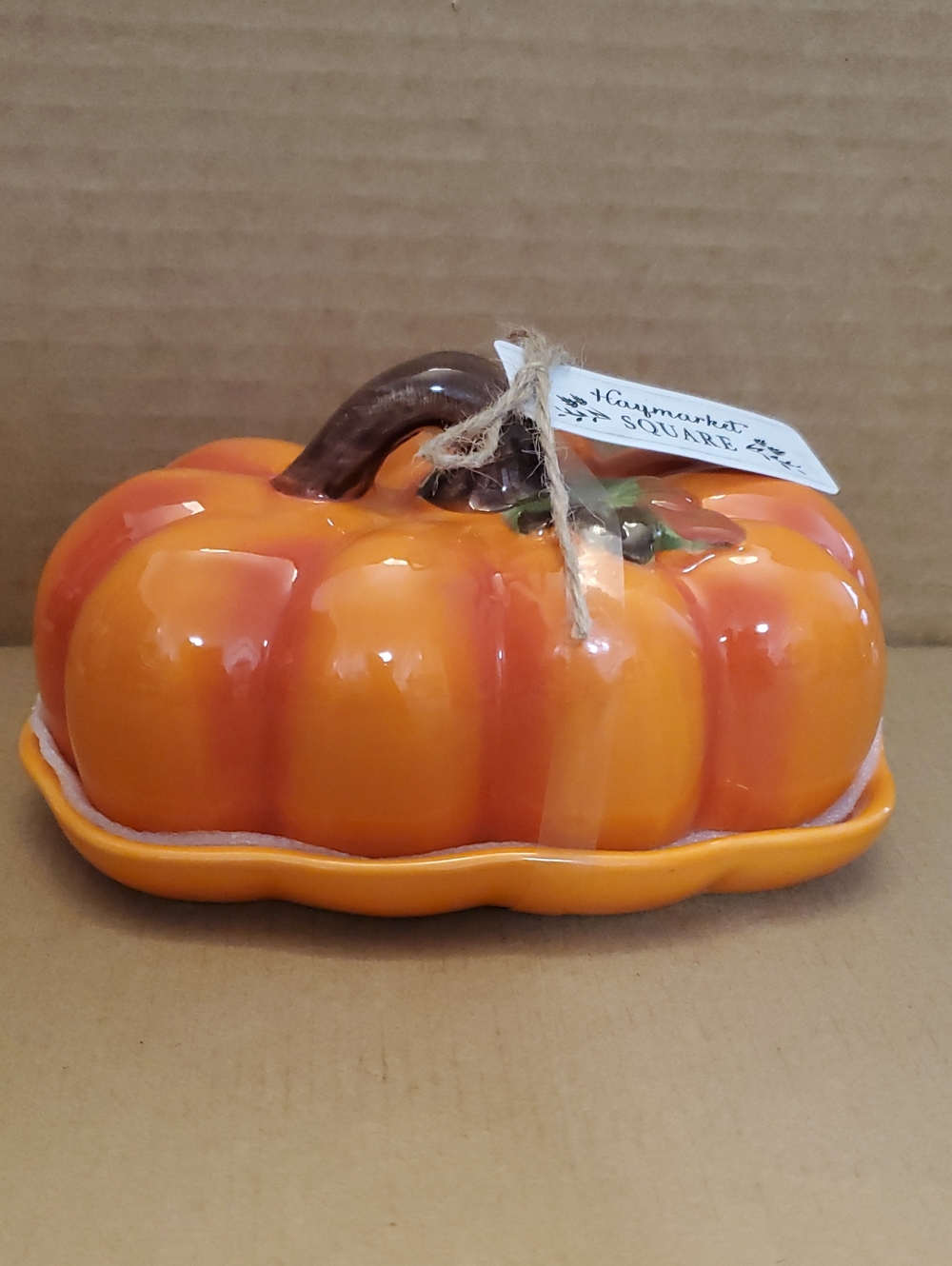 Haymarket Square Orange Ceramic Pumpkin Butter Dish